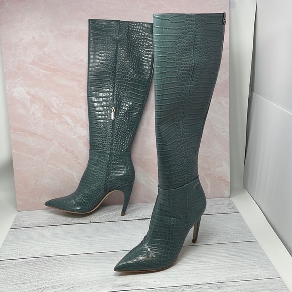 Sam Edelman Shoes - Sam Edelman Fraya Knee High Boot in Teal Mock Croc Leather